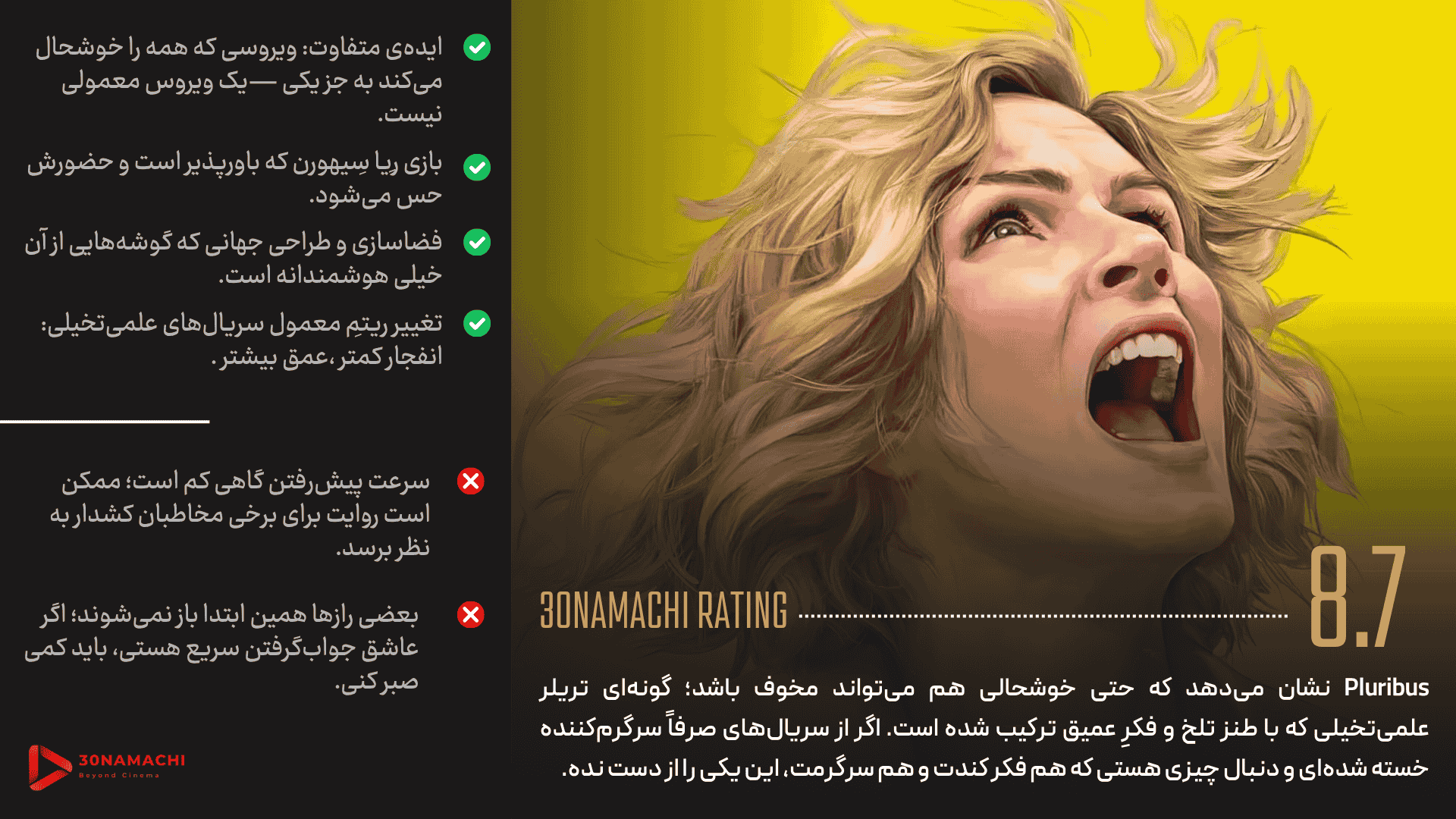 پوستر نقد و بررسی سریال Pluribus | پلوریبوس - سینماچی نقد و بررسی سریال Pluribus | پلوریبوس